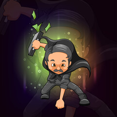 The super banker with the suite full of money for esport mascot design © HERMANTO