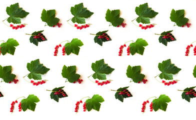 Repeating seamless pattern of red currant branches. Kitchen accessories concept.