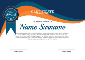 Obraz premium certificate design template with blue and orange color
