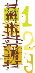 Woodcut style number ladder