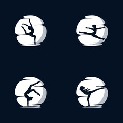 gymnastics moon logo vector illustration