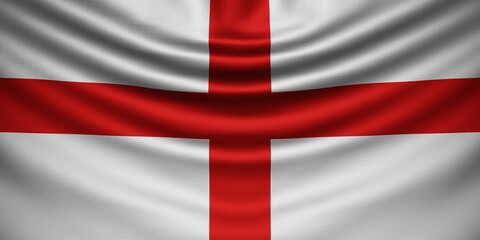 Obraz premium Hanging wavy national flag of England with texture. 3d render.
