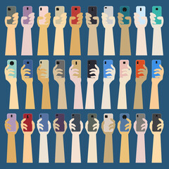 Holding Mobile Smart Phone In Hands raising to take a picture or any record video.