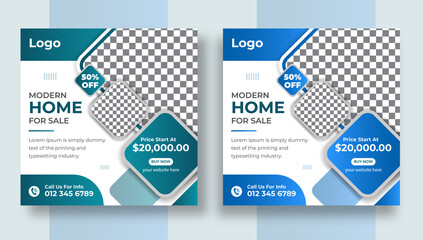 Real estate social media post house property Instagram post, or square web banner design