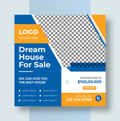 Real estate social media post house property Instagram post, or square web banner design