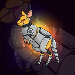 The animal steampunk robot of kangaroo esport logo design