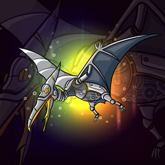 The steampunk of pteranodon esport logo design © HERMANTO