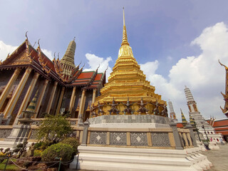 The beautiful Temple of the Emerald Buddha at the grand palace of Thailand.