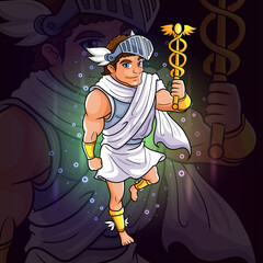The greek god of hermes for esport logo design