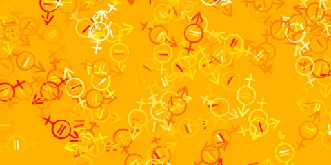 Küchenrückwand glas motiv Light Orange vector backdrop with woman's power symbols. © Guskova