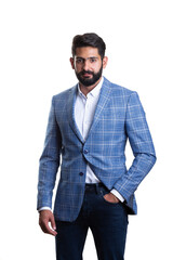 Fototapeta premium A young man wearing suit on a white background