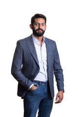 Fototapeta premium A young man wearing suit on a white background