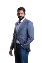 Fototapeta premium A young man wearing suit on a white background