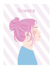 女性 ブルベ夏 背景 パステルカラー