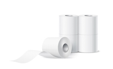 Vector realistic toilet paper roll white blank