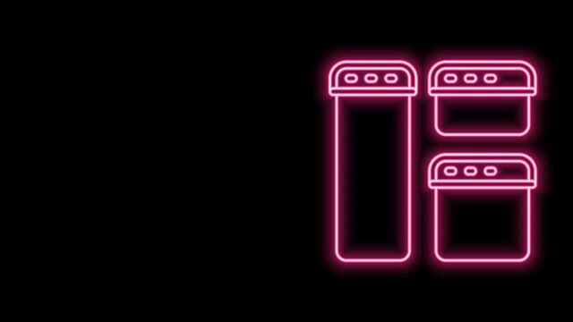 Glowing neon line Browser window icon isolated on black background. 4K Video motion graphic animation