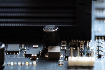 Closeup of fragments of motherboard