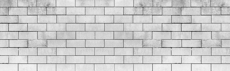 Panorama of Old white stone brick wall texture for background