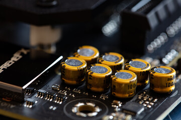 Closeup of fragments of motherboard