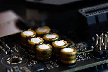 Closeup of fragments of motherboard
