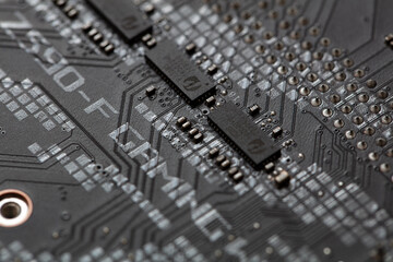 Closeup of fragments of motherboard