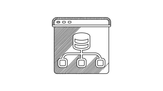Black line Server, Data, Web Hosting icon isolated on white background. 4K Video motion graphic animation