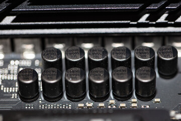 Closeup of fragments of motherboard