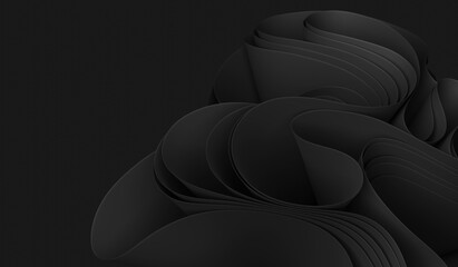 3D illustration Black abstract texture. paper art style can be used in cover design, website backgrounds or advertising.