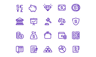  Business and Finance Icons Set Editable Stroke