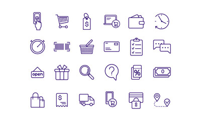 lectronic Commerce Icons Set, Editable Stroke,Information technology editable stroke outline icon set with IT network system