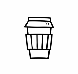 Coffee and tea thermocup. Vector hand drawn doodle illustration.