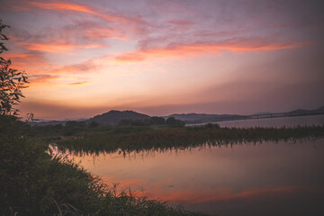 sunrise over the lake