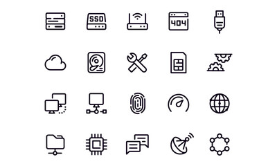  network and technology icons ,Information technology glyph icon set with IT network system, global internet, data center, communication