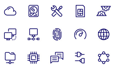  network and technology icons ,Information technology glyph icon set with IT network system, global internet, data center, communication