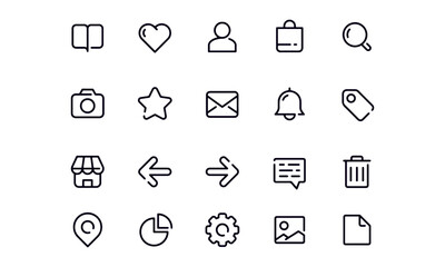 Collection of social media related line icons,social Media Icons Set Editable Stroke