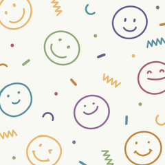 hand drawn smiley faces pattern, smiley face Background vector