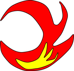 燃える月形の炎