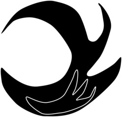 三日月に燃える火のイメージ「シルエット」