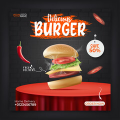 Food menu banner template for social media promotion.