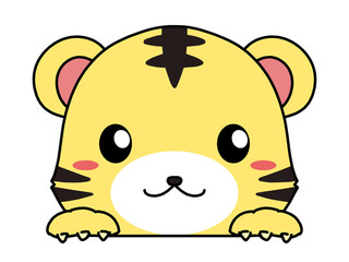 笑顔のかわいいトラの顔のイラスト素材