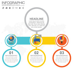 Business Infographic template with 3 options or steps.