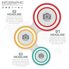 Business Infographic template with 3 options or steps.