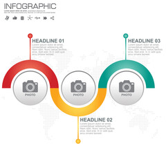 Business Infographic template with 3 options or steps.