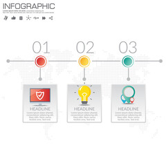 Business Infographic template with 3 options or steps.