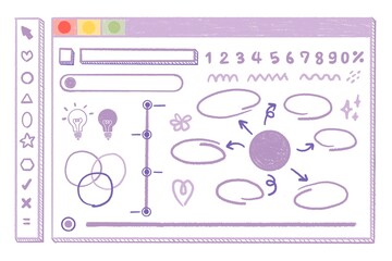 Planning element collection infographic purple set