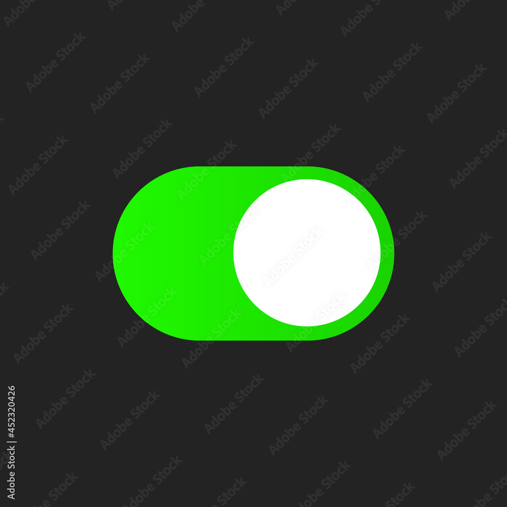 Poster the isolated switch toggle button, set slider in on. minimalistic icon for ui. vector illustration