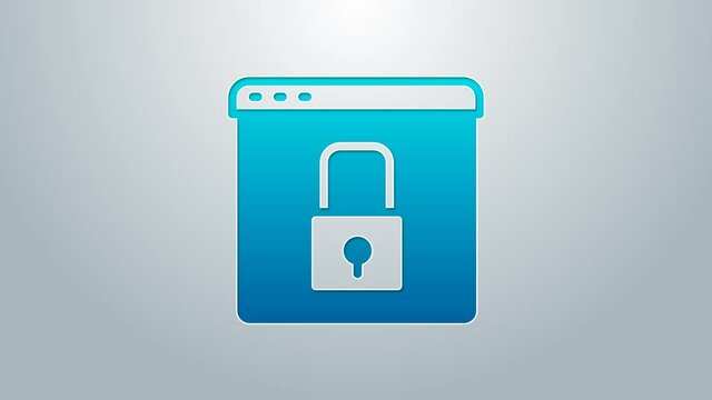 Blue line Secure your site with HTTPS, SSL icon isolated on grey background. Internet communication protocol. 4K Video motion graphic animation