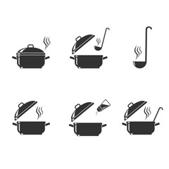 Saucepan Icon Set Domestic Household Appliance Vector illustration Concept