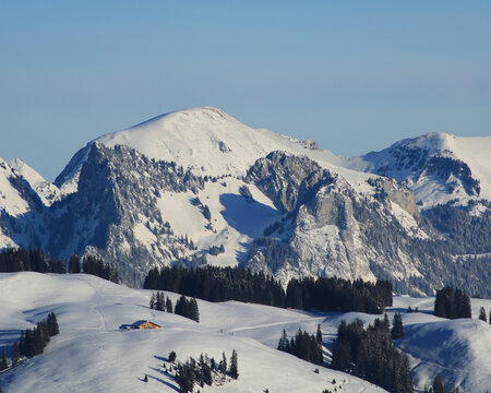 Winter landscape near Zweisimmen, Switzerland.