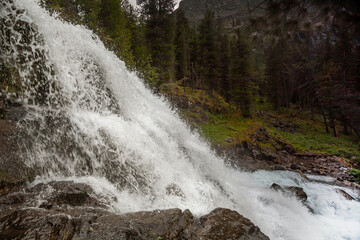 Fragment of a waterfall close-up
